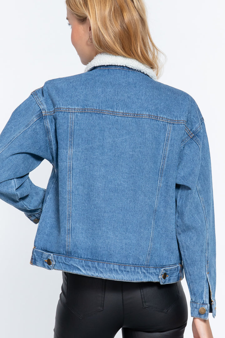 Inner Fur Oversized Denim Jacket - Nil-Chi