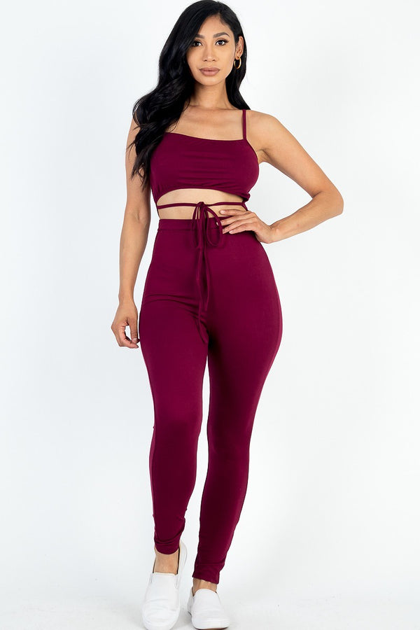 Solid Tie Front Cut Out Jumpsuit - Nil-Chi