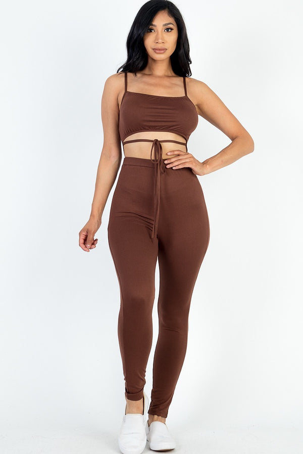 Solid Tie Front Cut Out Jumpsuit - Nil-Chi