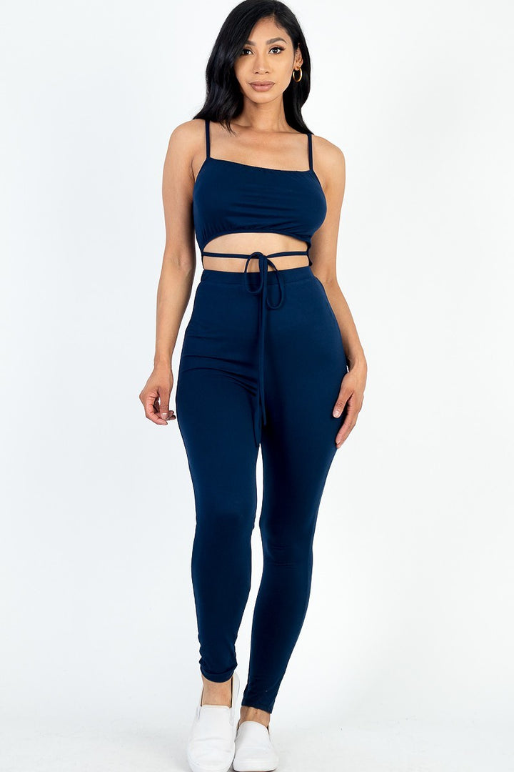 Solid Tie Front Cut Out Jumpsuit - Nil-Chi