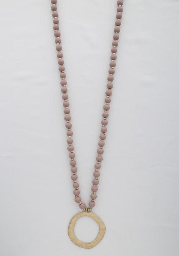 Circle Pendant Beaded Necklace