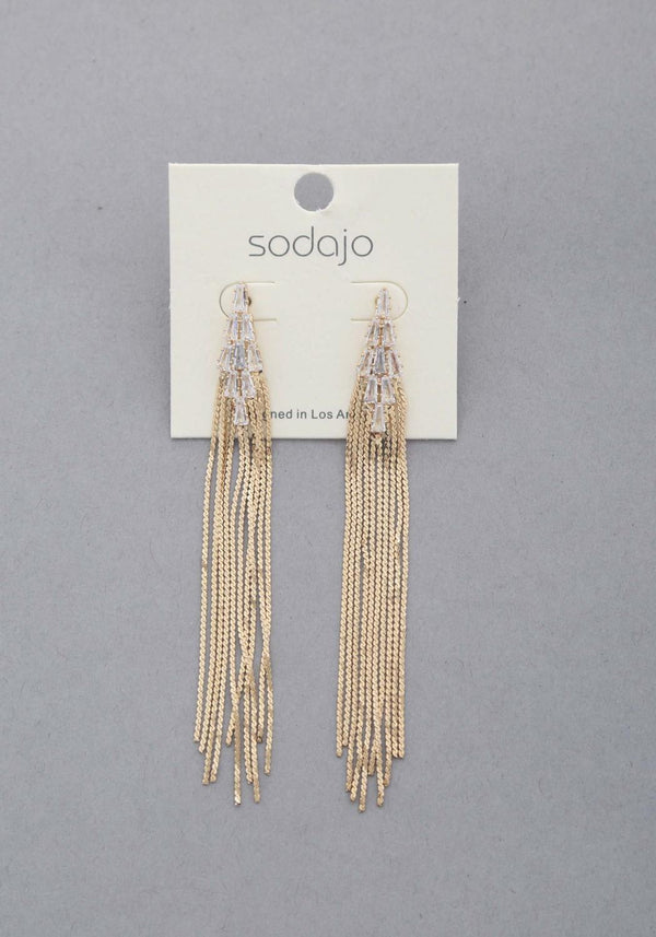 Sodajo Crystal Metal Chain Dangle Earring