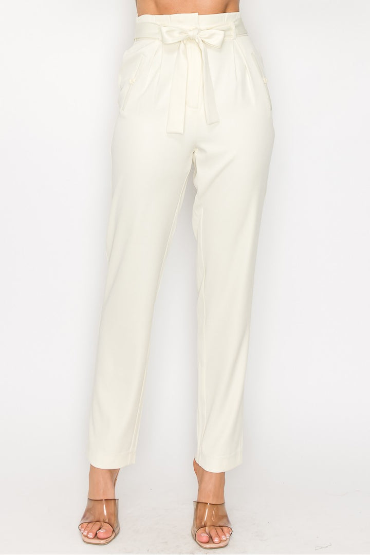 High-rise Belted Paperbag Pants - Nil-Chi