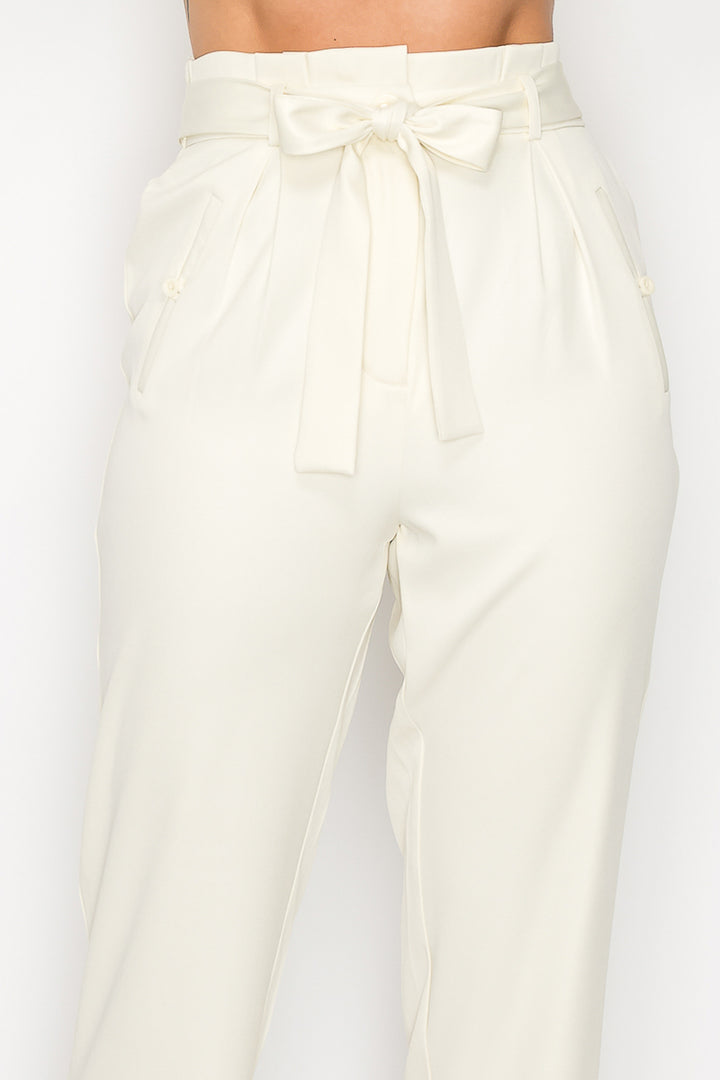 High-rise Belted Paperbag Pants - Nil-Chi