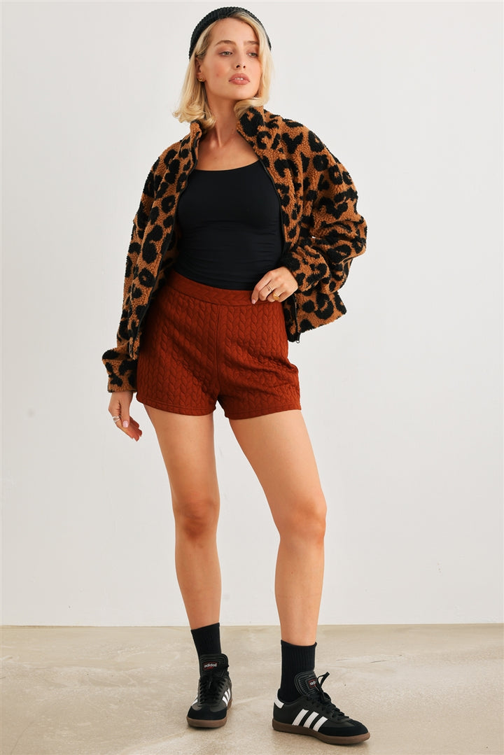 Leopard Teddy Zip-up Two Pocket Jacket - Nil-Chi