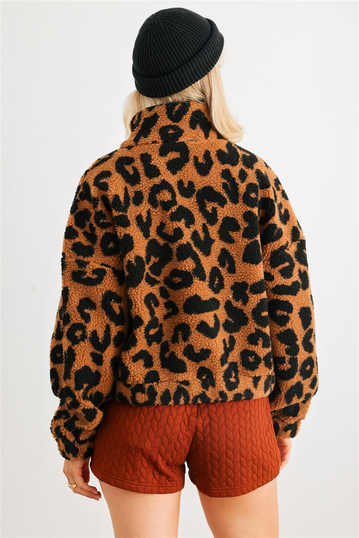 Leopard Teddy Zip-up Two Pocket Jacket - Nil-Chi